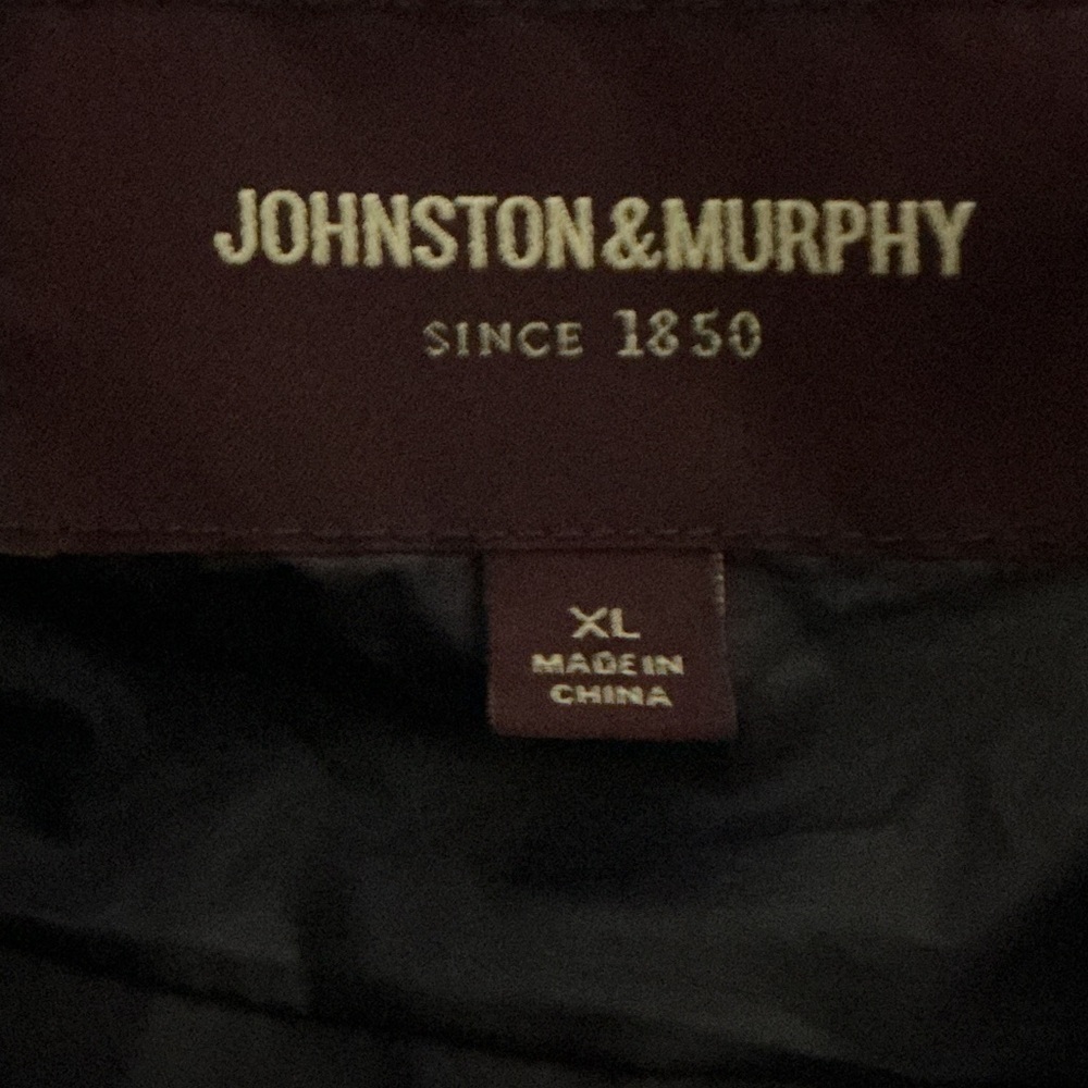 🌺JOHNSTON & MURPHY NAVY QUILTED BROWN PIPING TRIM GOLD TONE HARDWARE VEST - Picture 6 of 7